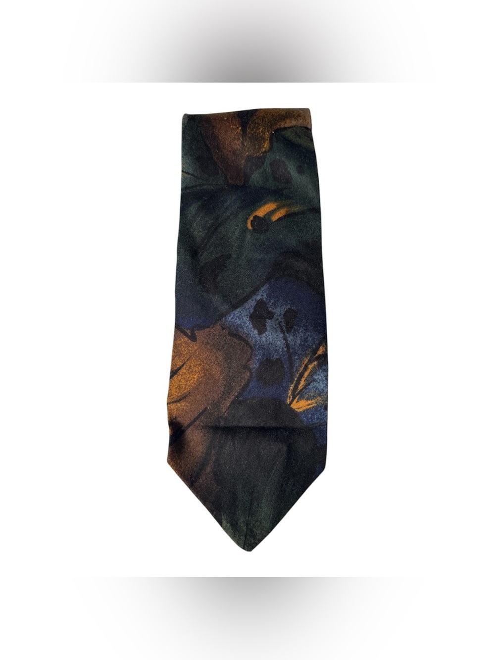 Men's Abstract Floral Tie in Black, Brown & Blue